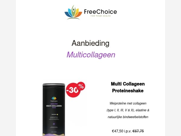 💪  Aanbieding Multi Collageen Proteïneshake met 5 typen collageen