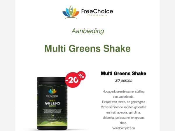 🥬 20% korting op de Multi Greens Shake