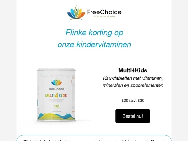 👧👦 Flinke korting op de Multi4Kids & C-250 kauwtabletten