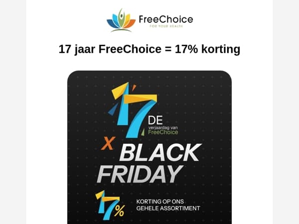 🎁 17 jaar FreeChoice = 17% korting