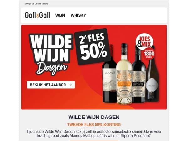 Kies jouw 2e favoriete wijn met 50% korting