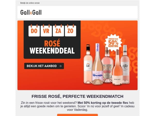 50% korting op de 2e rosé, proost op de zon
