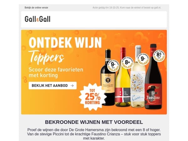 Bekroonde wijnen in de aanbieding