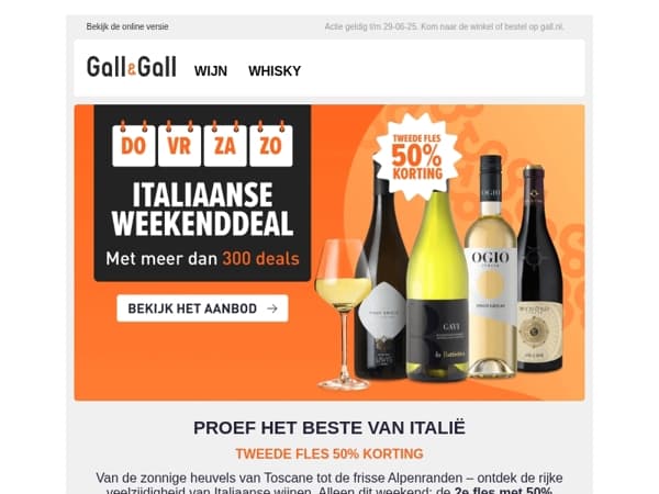 2e Italiaanse wijn -50% 🇮🇹 trap het weekend goed af