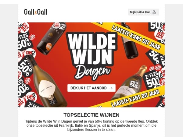 Ontdek onze topselectie met 50% korting op de 2e fles