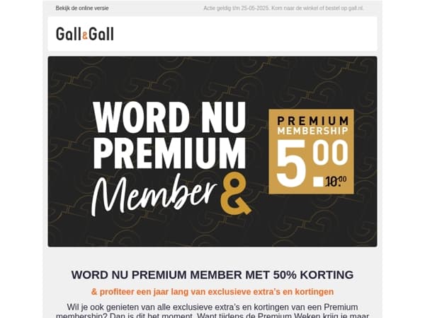 50% korting op een Premium Membership