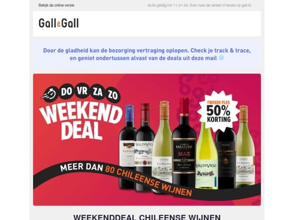 Weekenddeal: 2e Chileense wijn -50%