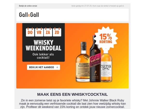 15% korting op whiskycocktails voor de zomer
