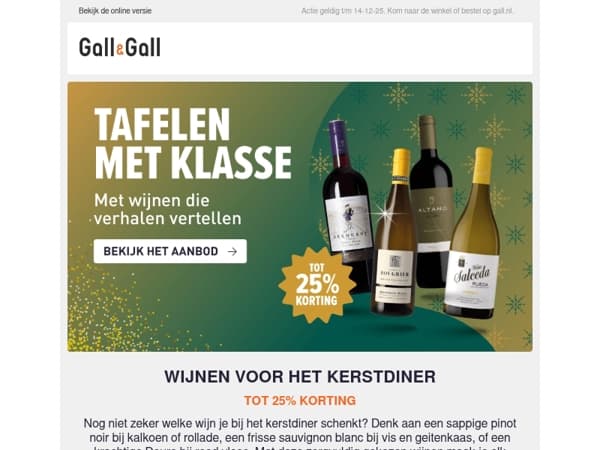 Welke wijn bij het kerstdiner? Gall & Gall helpt!