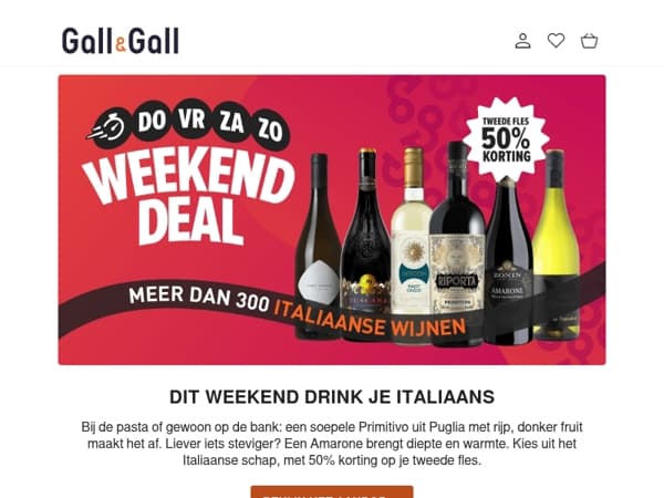 Meer dan 300 Italiaanse wijnen, 2e fles -50%