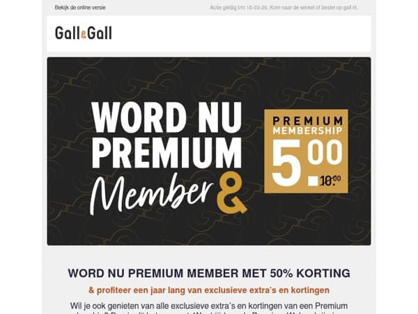 50% korting op een Premium membership