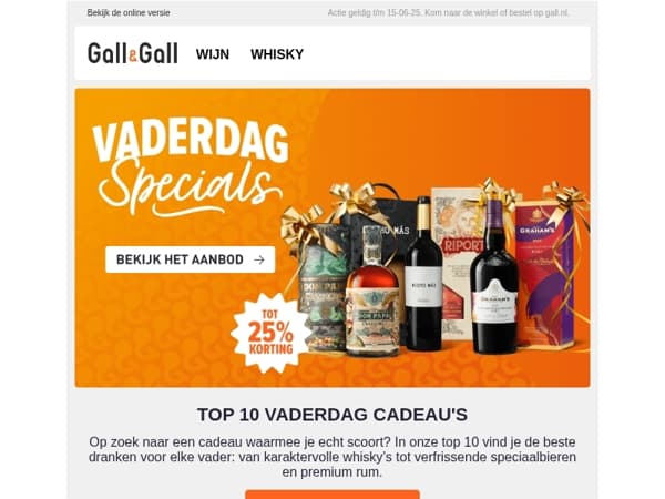 Ontdek onze top 10 vaderdag specials