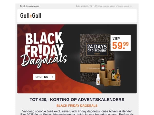 Dagdeals: tot €20,- korting op adventskalenders OP = OP