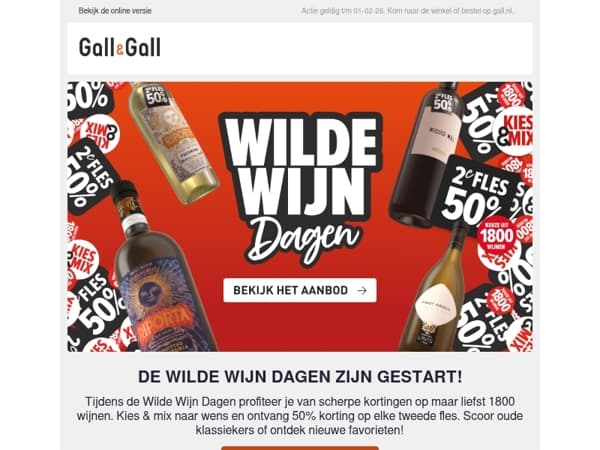 Wilde Wijn Dagen van start: 2e fles -50%