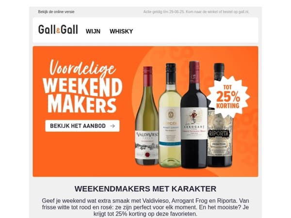 Voordelige wijn weekendmakers - tot 25% korting