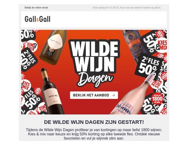 Wilde Wijn Dagen van start: 2e fles -50%
