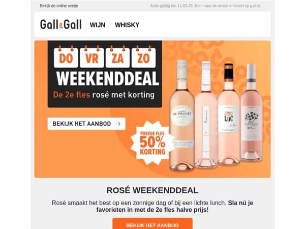 Rosé weekenddeal: 2e fles 50% korting