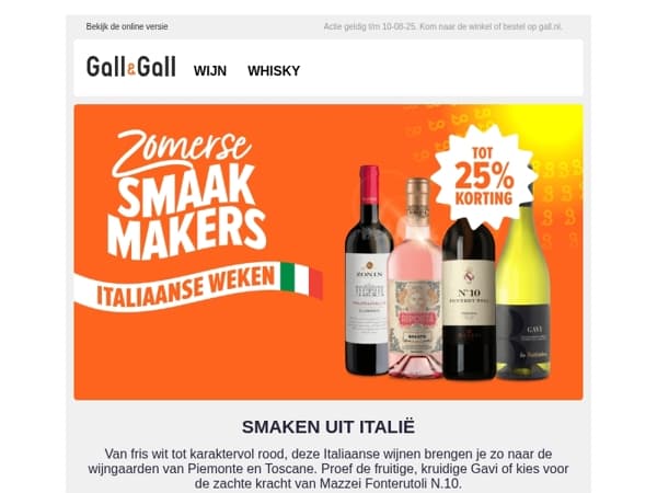 Fris wit, krachtig rood en meer uit Italië