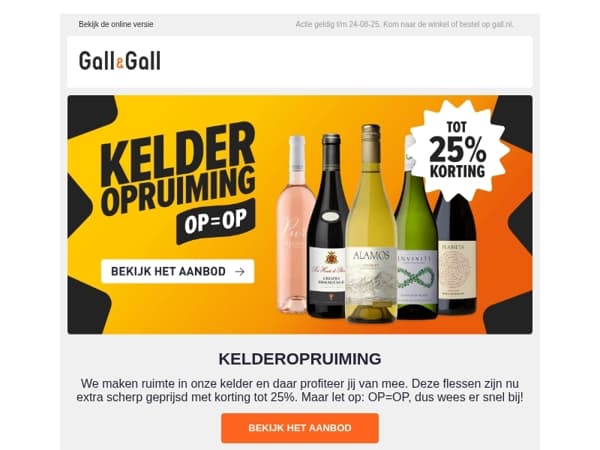 Kelderopruiming! OP=OP met 25% korting