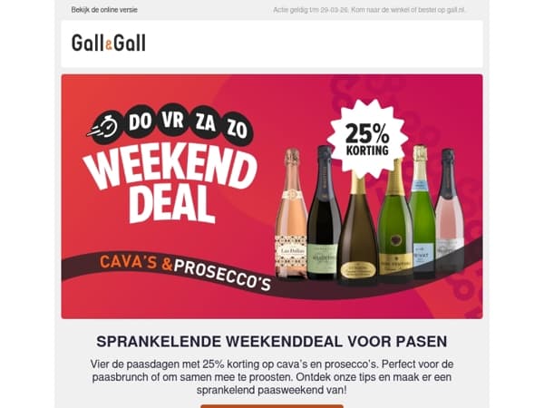 Bubbels met 25% weekendkorting