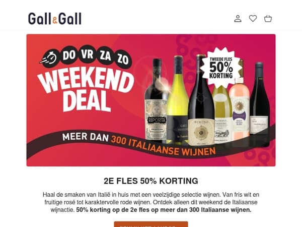 Italiaanse wijnen: 2e fles 50% korting 🇮🇹