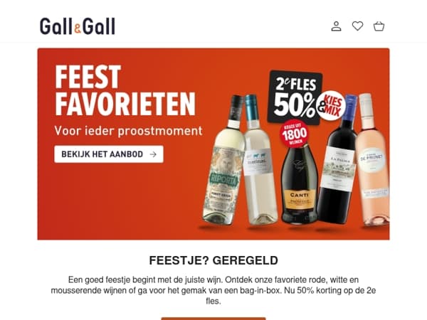 Feestje? Profiteer van 50% korting op de 2e fles