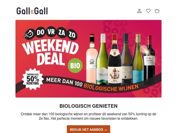 Weekenddeal: 2e fles -50% op bio wijn