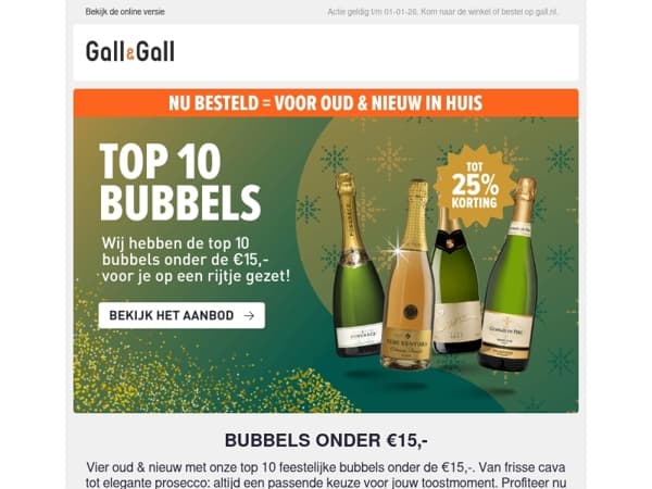 Top 10 bubbels onder de €15,-!