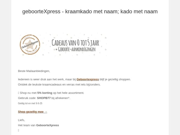 De leukste kraamcadeaus, nu met 5% korting! 🎁