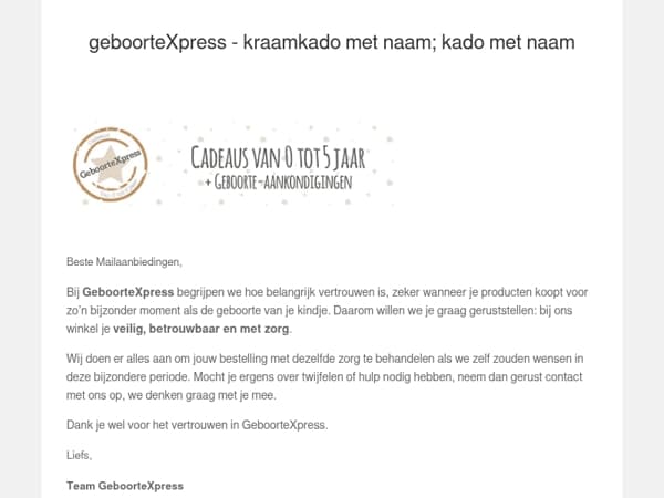 Met een gerust hart winkelen bij GeboorteXpress💛