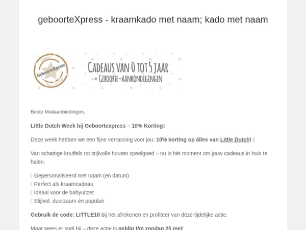 10% korting op alles van Little Dutch✨ - alleen deze week!