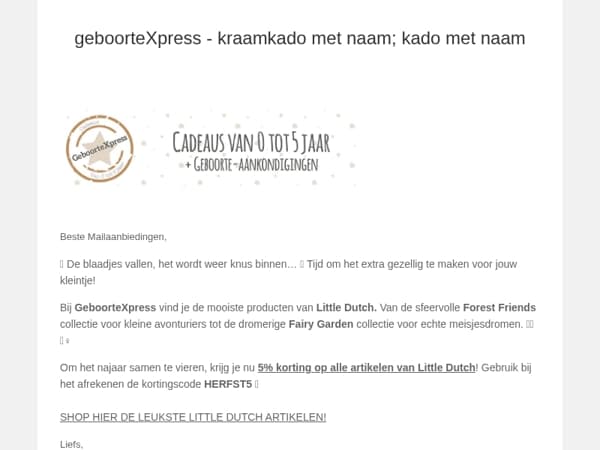 🦊🌿🧚‍♀️ Shop Little Dutch nu met 5% korting! 🦌