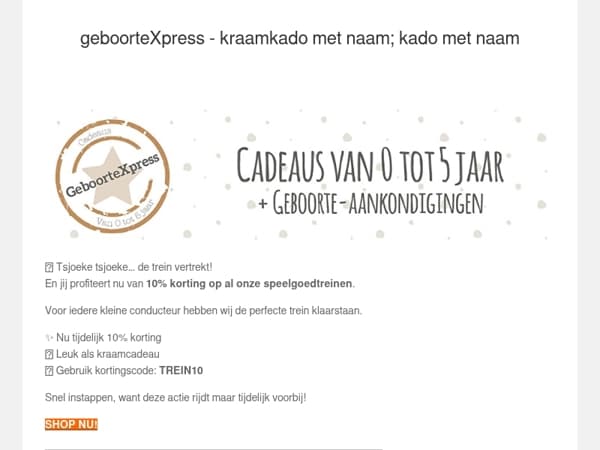 Nu 10% korting op alle speelgoedtreinen 🚂 