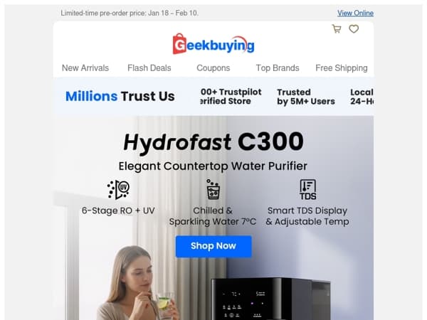 Hydrofast C300: Efficiently filters 1,000+ contaminants for safer drinking water.⭐