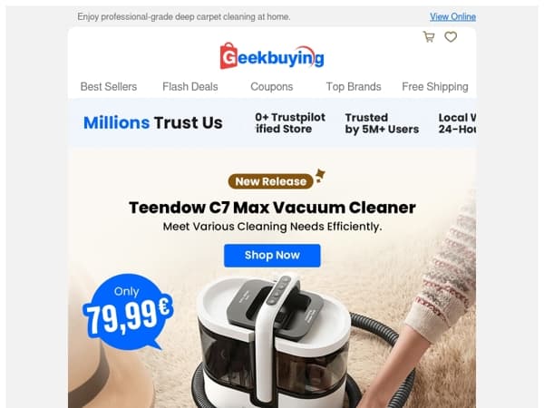 🎯 New Arrival: Teendow C7 Max Carpet Vacuum Cleaner! 