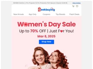 💐 Women's Day Sale: Unlock Up to 70% OFF !