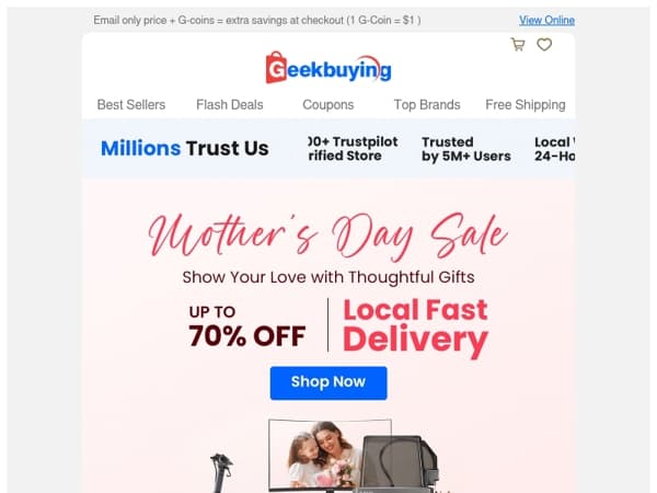 💌 Mother’s Day Exclusive | Up to 70% OFF! 🎈