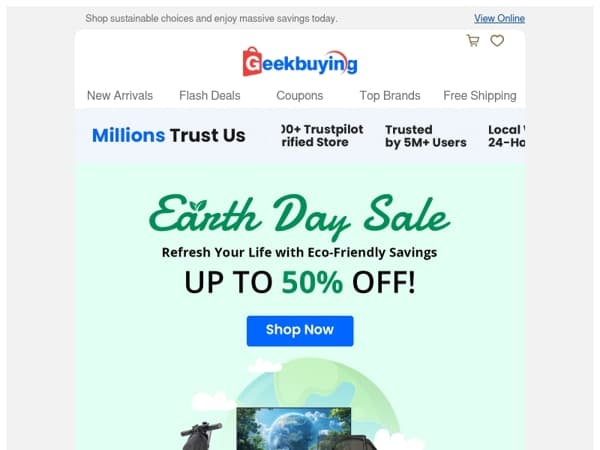 🌏 Earth Day Sale: Up to 50% OFF! 🌱