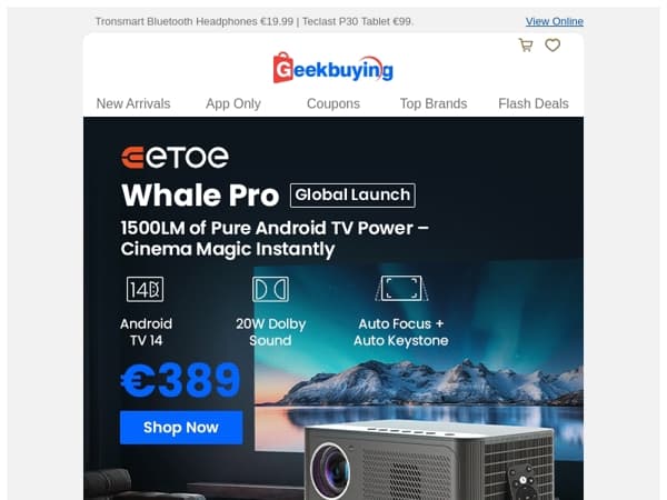 🎥 Just Launched: ETOE Whale Pro Projector with Auto Focus & Keystone!