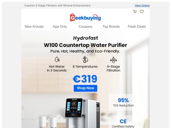 ✨Global Launch: Hydrofast W100 Countertop Water Purifier! 💧