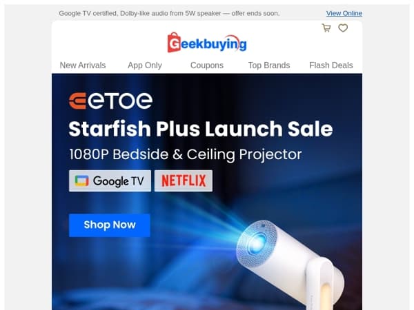 New Launch: ETOE Starfish Plus — 4K Google TV 🎬✨