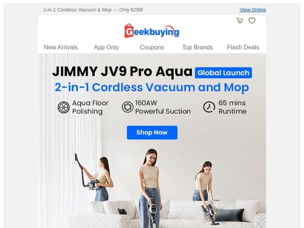 🌟 Global Launch: JIMMY JV9 Pro Aqua Cordless Vacuum Cleaner！