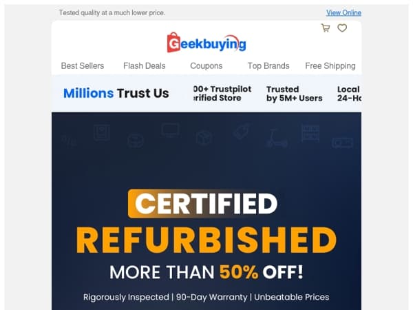 💥 Certified Refurbished Tech, 50%+ Off + 90-Day Warranty