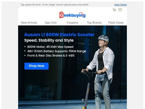 Global Launch: 🔥 Ausom L1 Electric Scooter – Ride Faster, Go Further！