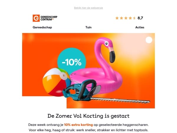 10% extra korting op jouw nieuwe heggenschaar