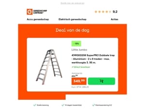 Deal van de dag: - 15% op Little Jumbo 4741000208 SuperPRO Dubbele trap - Aluminium - 2 x 8 treden - max. werkhoogte 3. 95 m.