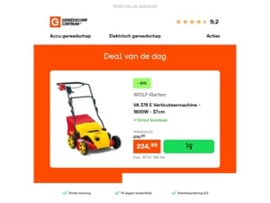 Deal van de dag: - 41% op WOLF-Garten VA 378 E Verticuteermachine - 1800W - 37cm