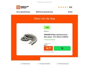 Deal van de dag: - 62% op Senco 39B35MP Philips bandschroeven - fijne draad - 3,9 x 35mm (1.000st)