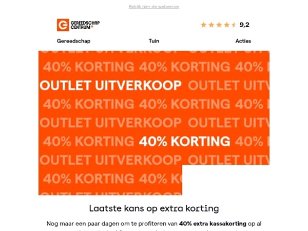 Laatste weekend: 40% extra korting op de outlet