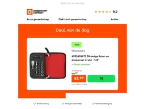 Deal van de dag: - 34% op Milwaukee 4932492672 39-delige Ratel- en doppenset in etui - 1/4"